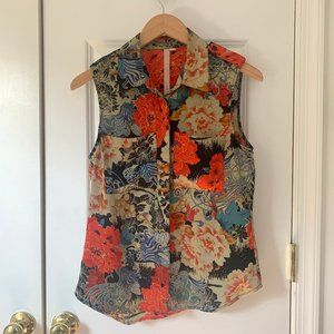 UO Collared Peony Sleeveless Top